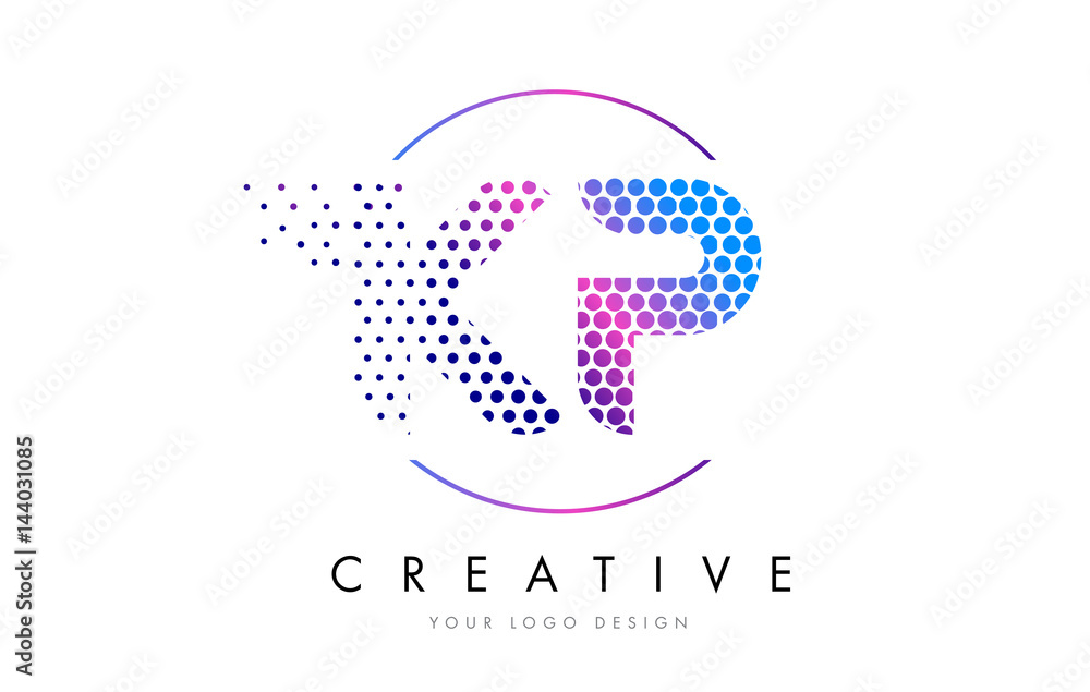 KP K P Pink Magenta Dotted Bubble Letter Logo Design Vector Stock ...