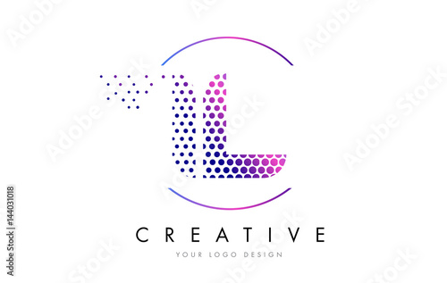 Bild auf Leinwand IL I L Pink Magenta Dotted Bubble Letter Logo Design Vector