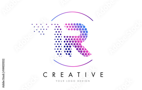 IR I R Pink Magenta Dotted Bubble Letter Logo Design Vector