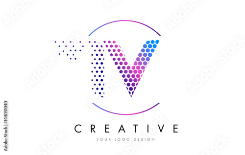 IV I V Pink Magenta Dotted Bubble Letter Logo Design Vector
