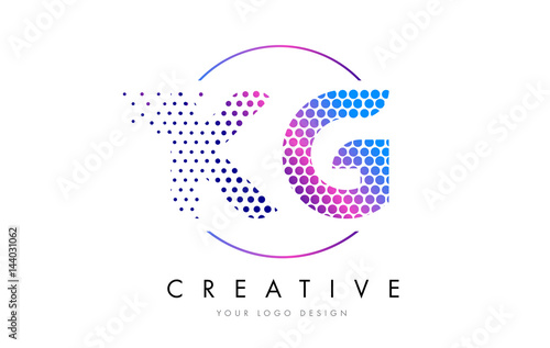 KG K G Pink Magenta Dotted Bubble Letter Logo Design Vector