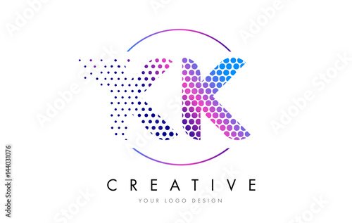 KK K K Pink Magenta Dotted Bubble Letter Logo Design Vector
