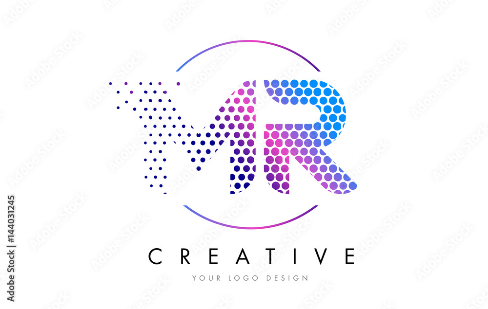 MR M R Pink Magenta Dotted Bubble Letter Logo Design Vector Stock ...