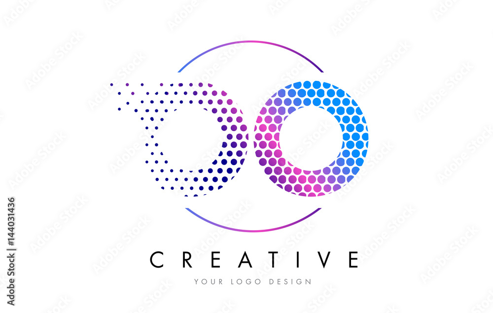 Naklejka premium OO O Pink Magenta Dotted Bubble Letter Logo Design Vector