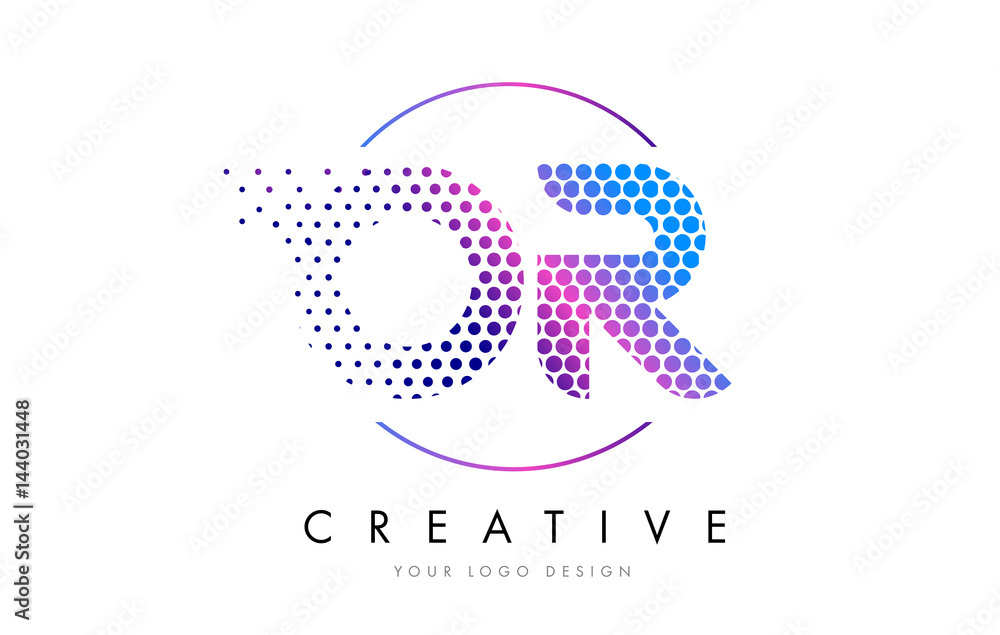 OR O R Pink Magenta Dotted Bubble Letter Logo Design Vector