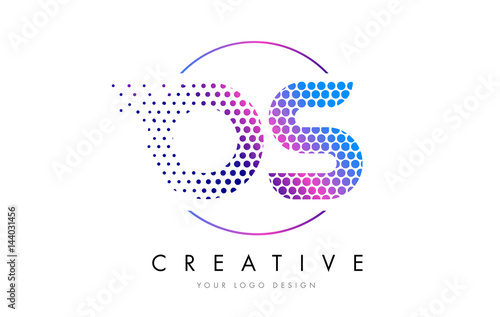 OS O S Pink Magenta Dotted Bubble Letter Logo Design Vector