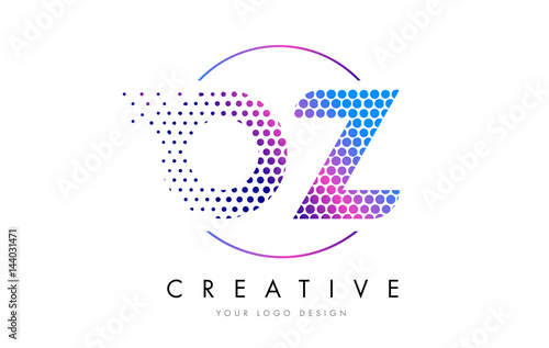 OZ O Z Pink Magenta Dotted Bubble Letter Logo Design Vector