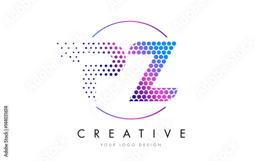 PZ P Z Pink Magenta Dotted Bubble Letter Logo Design Vector