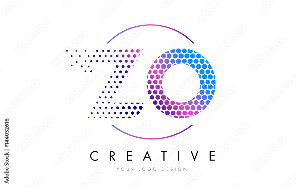 ZO Z O Pink Magenta Dotted Bubble Letter Logo Design Vector