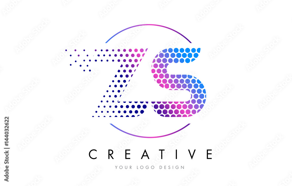Fototapeta premium ZS Z S Pink Magenta Dotted Bubble Letter Logo Design Vector