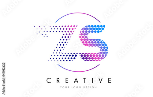 ZS Z S Pink Magenta Dotted Bubble Letter Logo Design Vector
