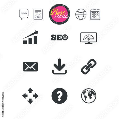 Internet, seo icons. Bandwidth speed sign.