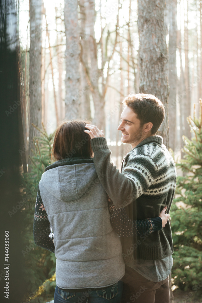 Fototapeta premium pretty couple near forest