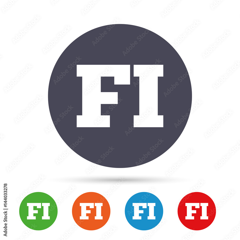 Finnish language sign icon. FI translation. Finnish language sign icon. FI translation.