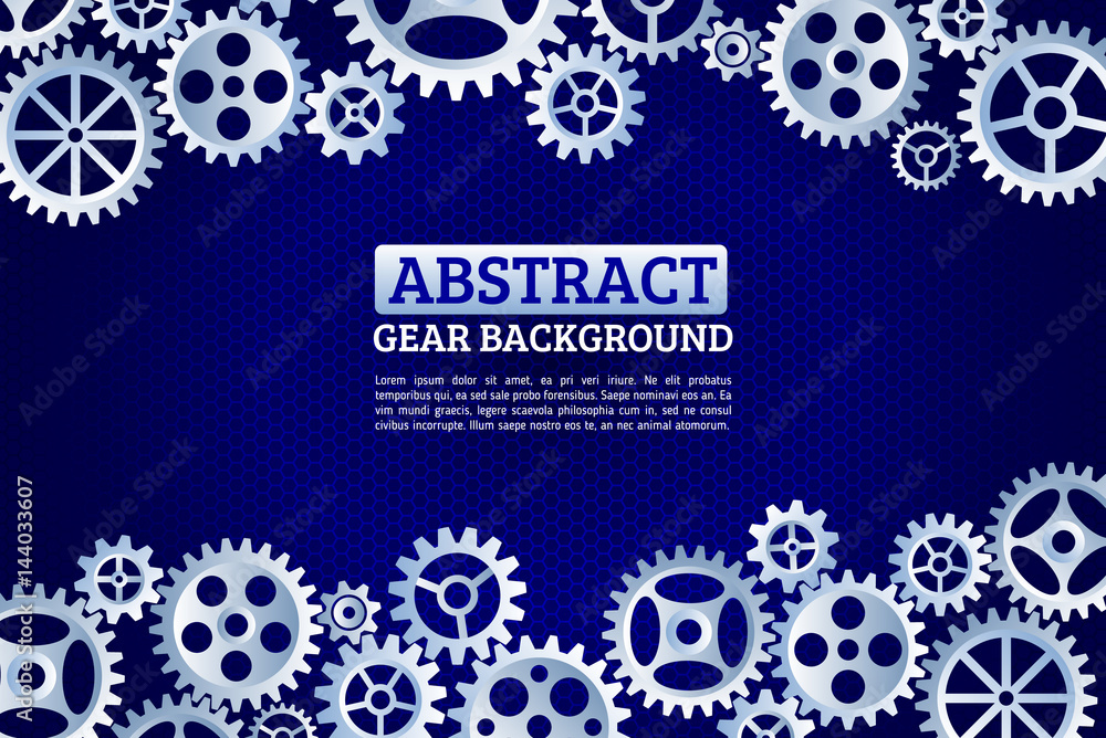 Abstract gears background. Mechanism with integrated gears for business presentations or information banner. Modern design of background esp 10
