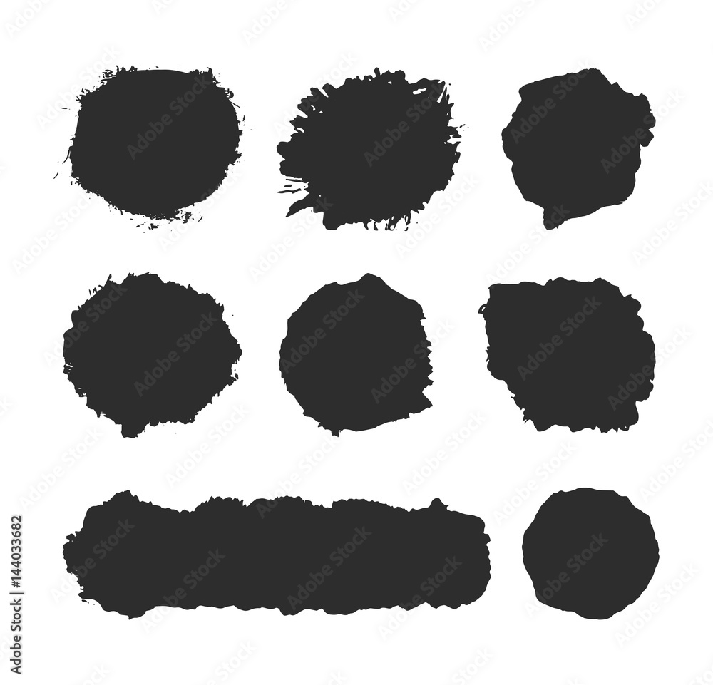 Set of Black Brush Elements on White Background Set of Black Brush Elements on White Background