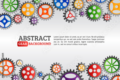 Abstract colorful gears background. Mechanism with integrated gears for business presentations or information banner. Modern design of background esp 10
