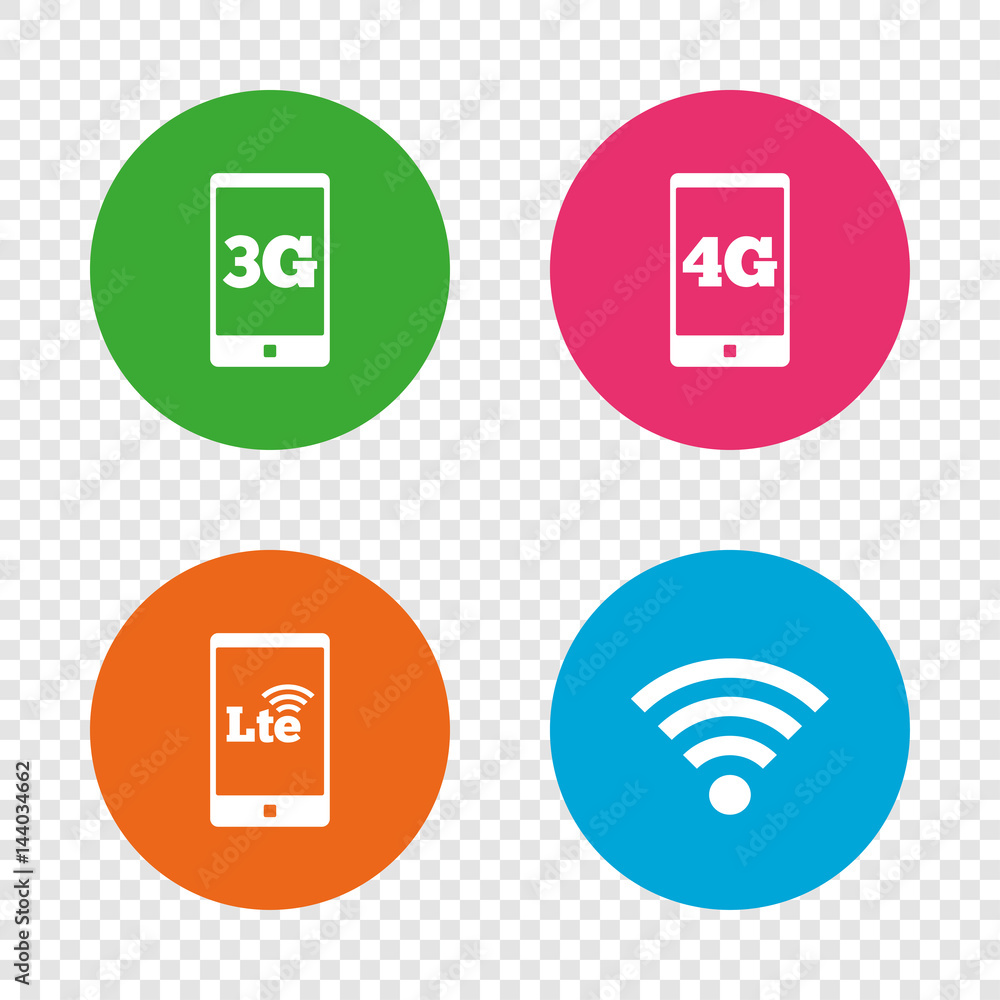 Mobile telecommunications icons. 3G, 4G and LTE. Mobile telecommunications icons. 3G, 4G and LTE.