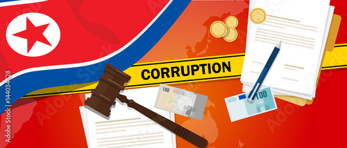 North Korea or Democratic People s Republic of Korea corruption money bribery financial law contract police line for a case scandal government official