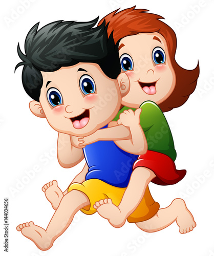 Happy children cartoon running
