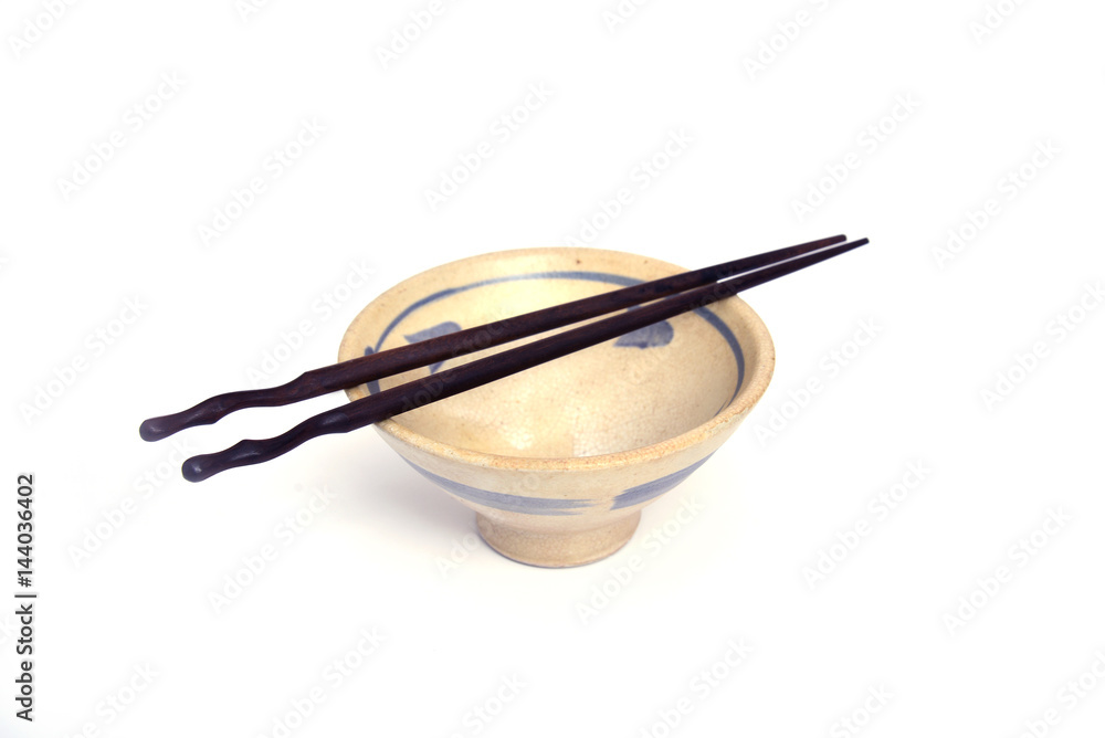  Japanese rice bowl with chopsticks