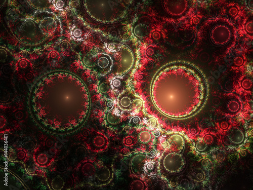 Shiny red and green fractal pattern  digital artwork for creative graphic design