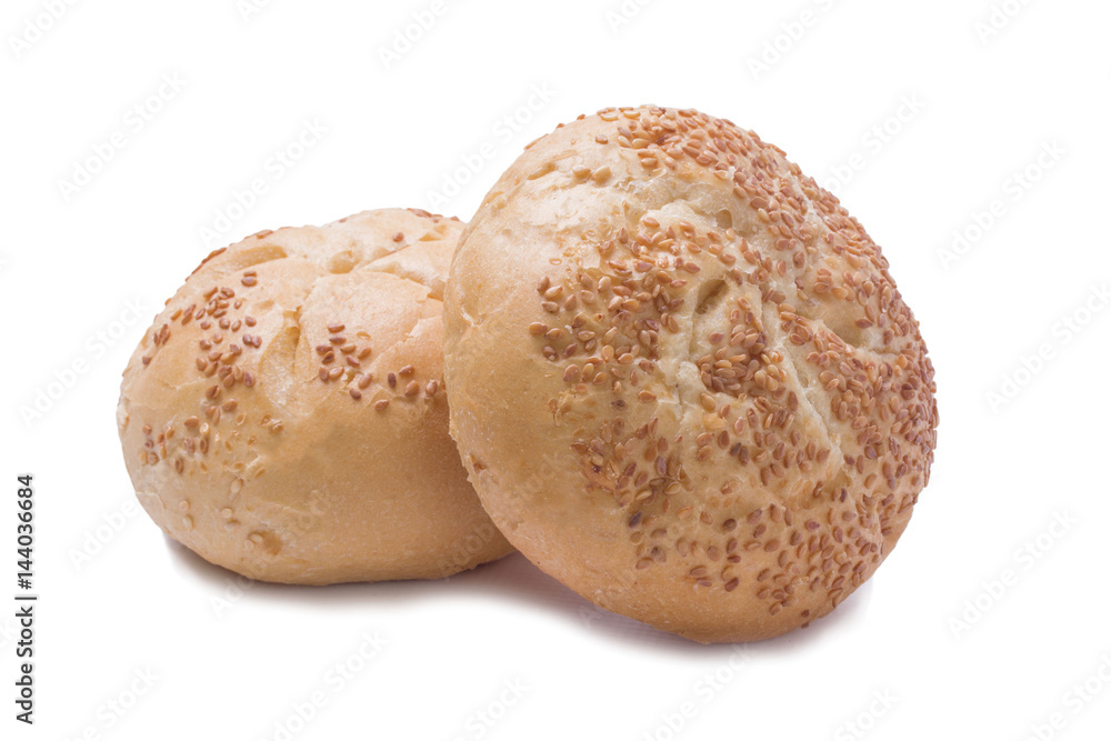 Two fresh baked bun with sesame seeds Two fresh baked bun with sesame seeds