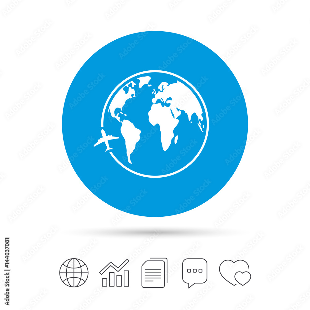 Airplane sign icon. Travel trip symbol. Airplane sign icon. Travel trip symbol.