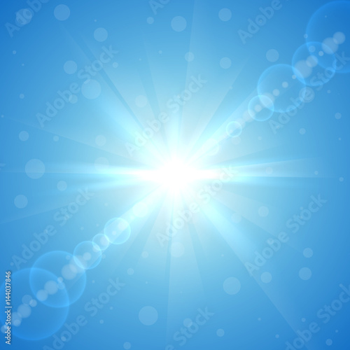 Abstract winter sun light flare vector background.