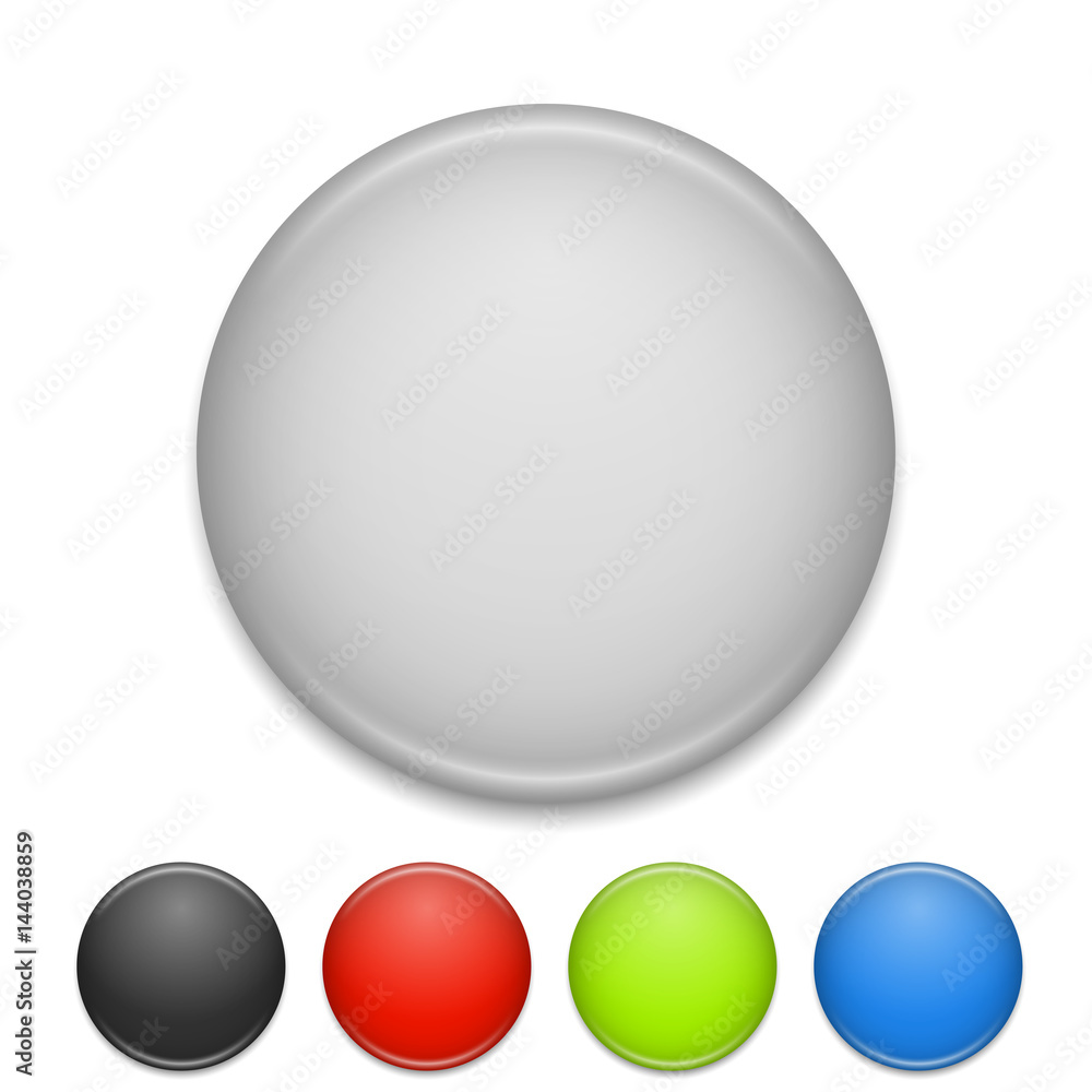 Blank round white and color chest badge vector template.