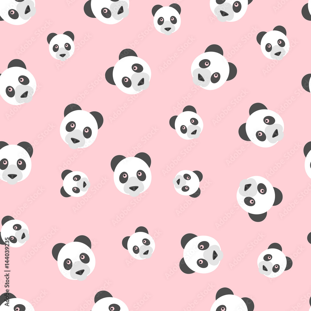 Seamless panda bear pattern on pink background Seamless panda bear pattern on pink background