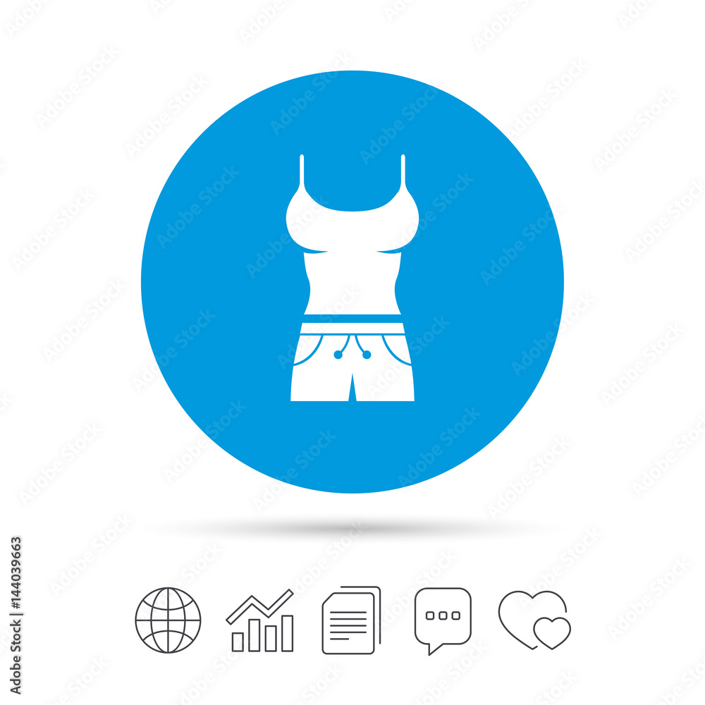 Fototapeta premium Women T-shirt sign icon. Intimates and sleeps.