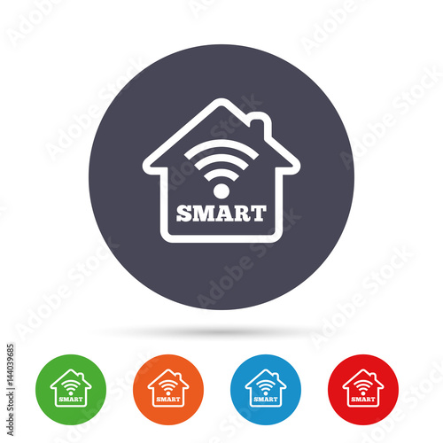 Wallpaper Mural Smart home sign icon. Smart house button. Torontodigital.ca