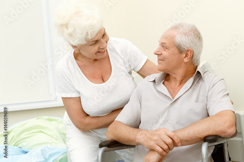 Senior man in a wheelchair at the hospital