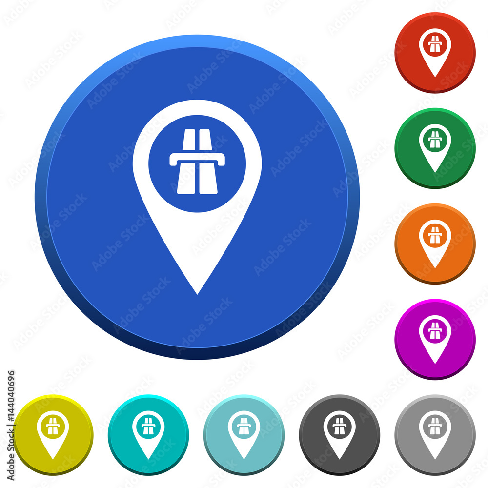 Highway GPS map location beveled buttons Highway GPS map location beveled buttons