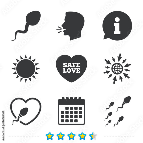 Sperm icons. Fertilization or insemination signs.