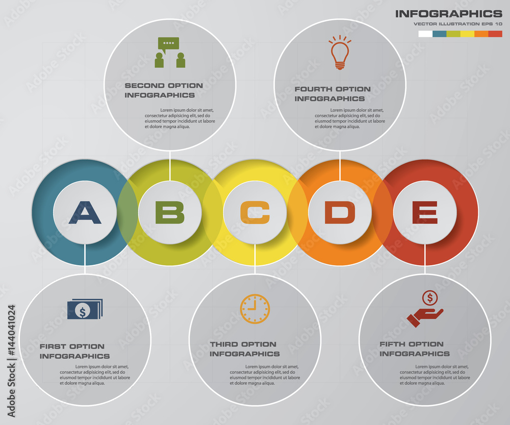Abstract 5 steps infographis elements.Vector illustration.