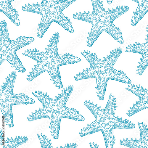 seamless sketch blue starfish