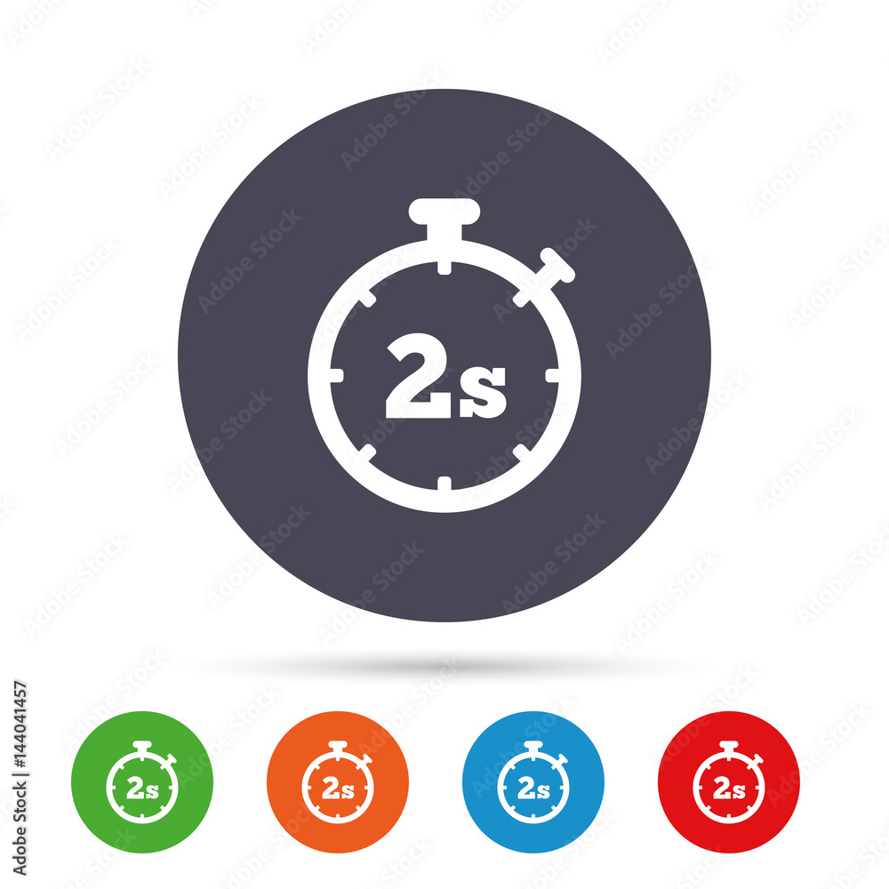 Timer 2s sign icon. Stopwatch symbol. Timer 2s sign icon. Stopwatch symbol.