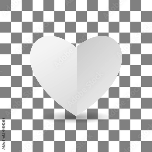 Valentines day card with paper heart. Vector illustration.