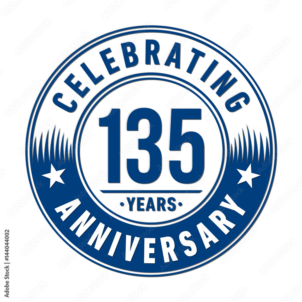 135 years anniversary logo template. Vector and illustration. 
