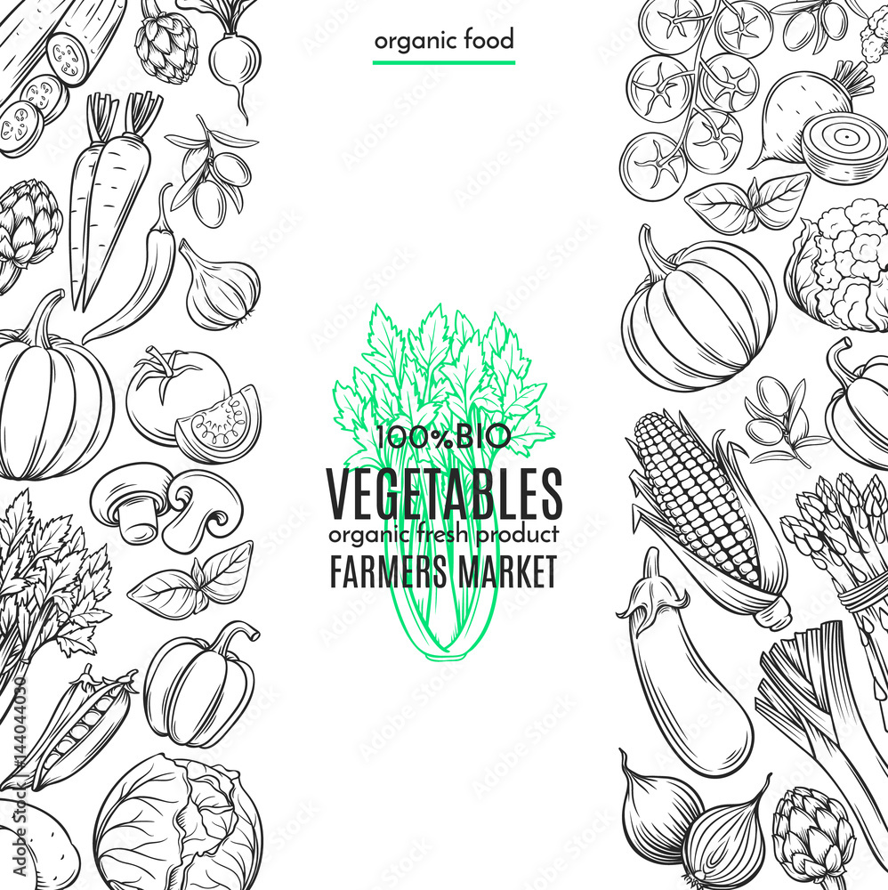 template borders with hand drawn vegetables template borders with hand drawn vegetables