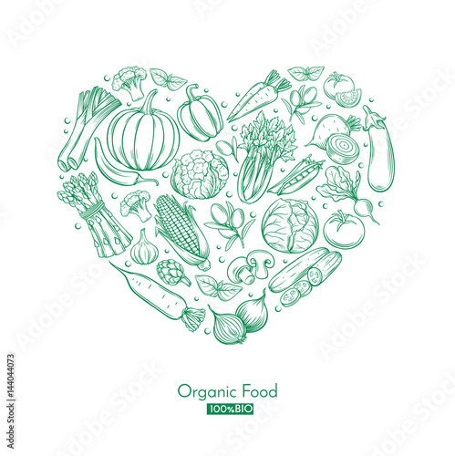 Poster with hand drawn vegetables