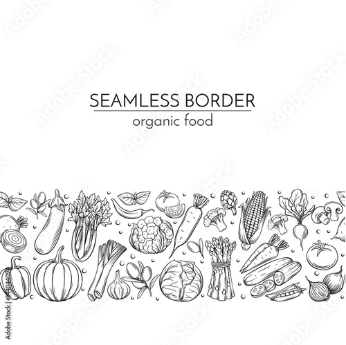 template borders with hand drawn vegetables