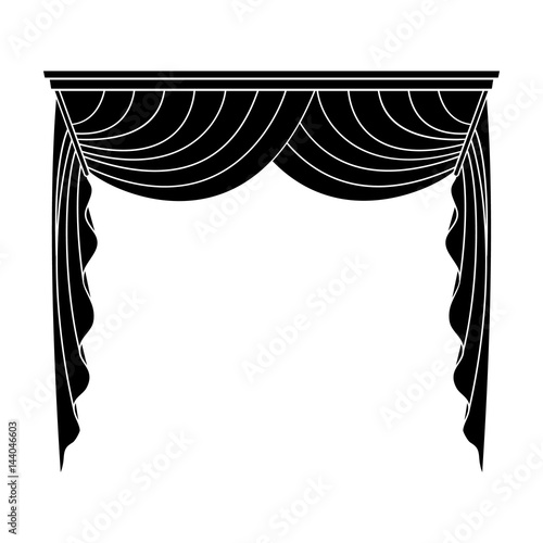 Curtains with drapery on the cornice.Curtains single icon in blake style vector symbol stock illustration web.