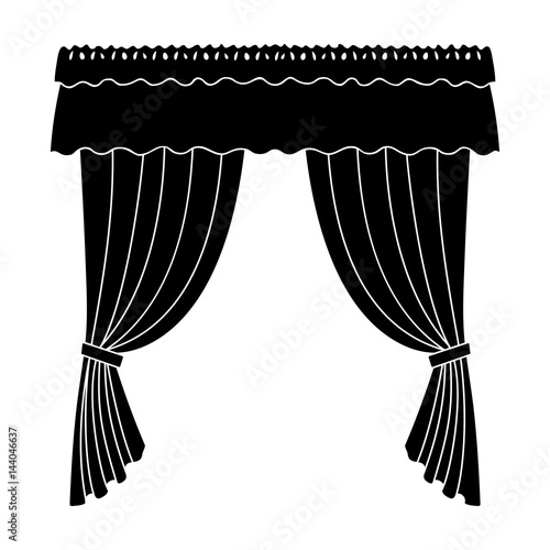 Curtains with drapery on the cornice.Curtains single icon in blake style vector symbol stock illustration web.