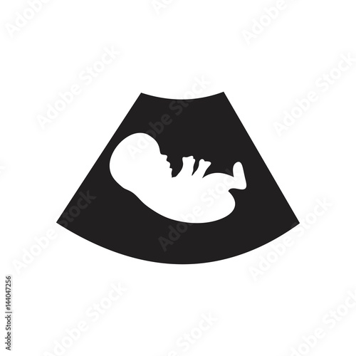 Ultrasound icon. Maternity icon. Ultrasound of baby in mother's womb. Medical ultrasonic diagnostic machine. Vector illustration.