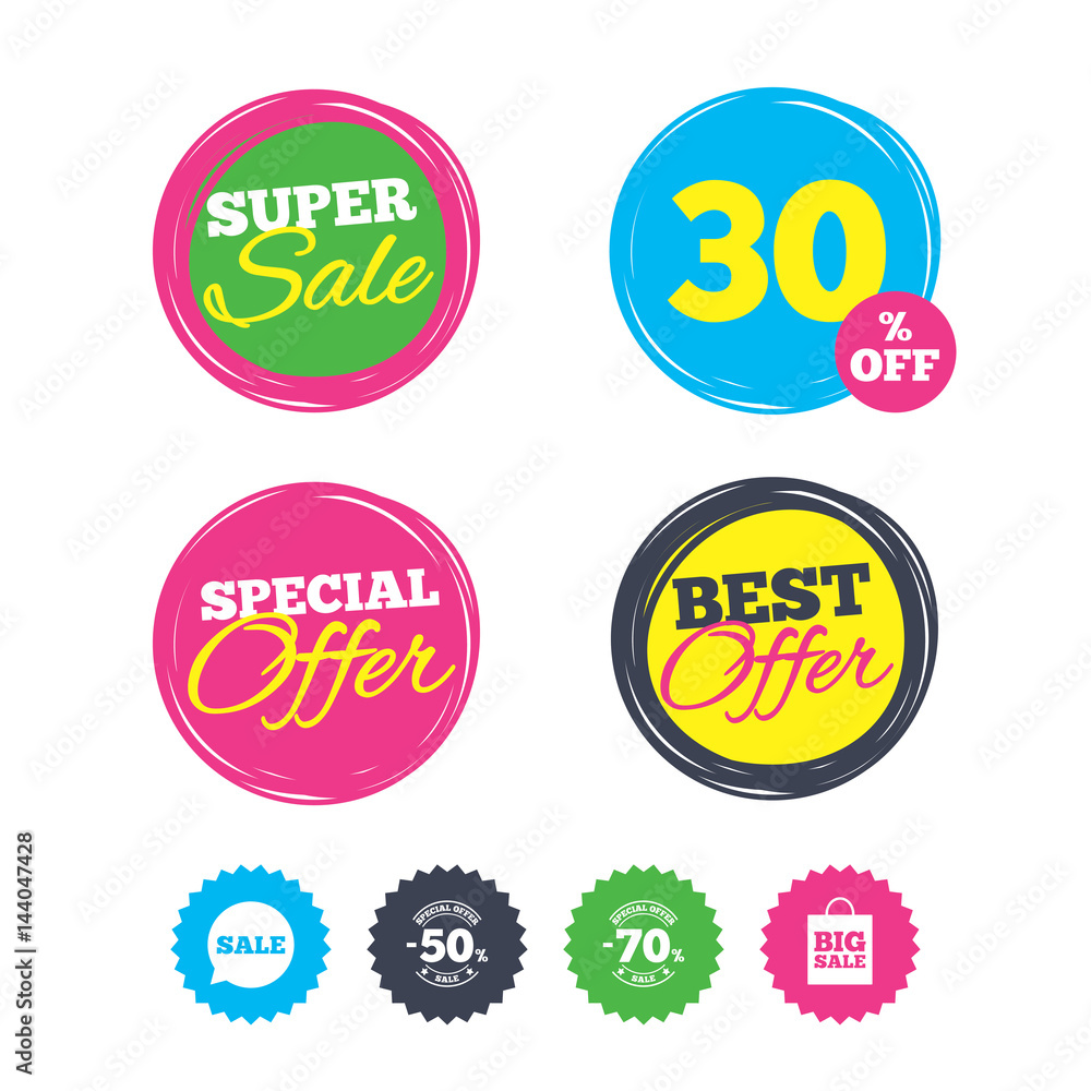 Sale speech bubble icon. Big sale shopping bag. Sale speech bubble icon. Big sale shopping bag.