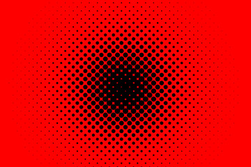 halftone dots. Red dots on black background. with copy space