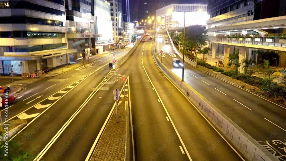 4K Timelapse of Road Traffic Highway at Night in Hong Kong 4K Timelapse of Road Traffic Highway at Night in Hong Kong